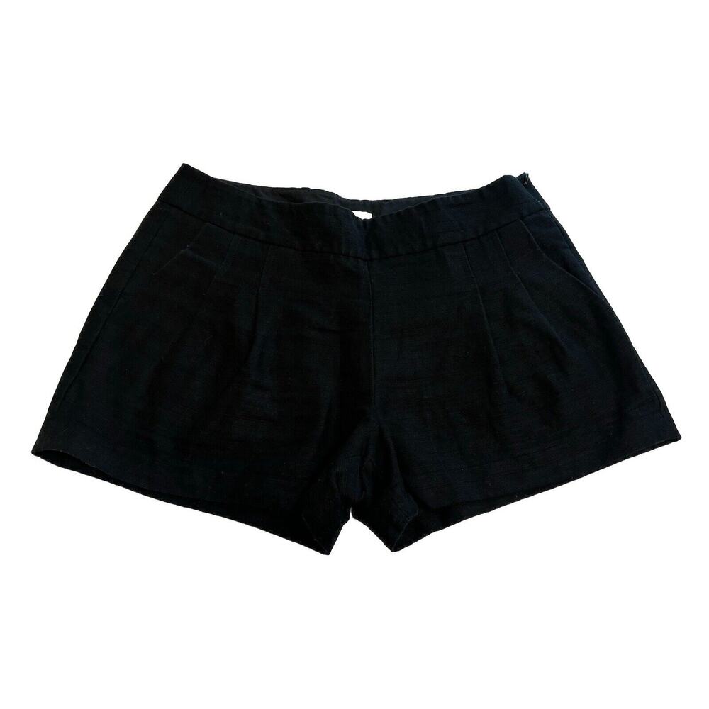 J.Crew Linen Chino Shorts Black Pleated Coastal Resort Vacation Women’s Size 4